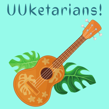 Ukulele on aqua background